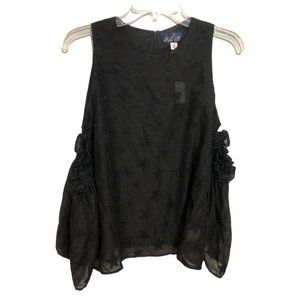 Francesca's Collections Blue Rain Black Cold Shoulder Top Stars Women's XS